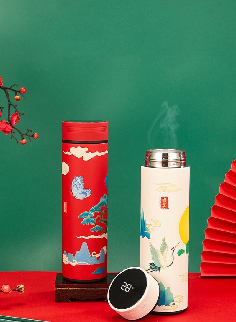 تويسو زجاجة مياه ذكية من الفولاذ المقاوم للصدأ من Twisoo، سعة 500 مل، معزولة بالفراغ بجدار مزدوج، ترمس بشاشة تعمل باللمس LED، كوب سفر مانع للتسرب للأطفال والكبار، طراز كلاسيكي (أحمر) - Image 4