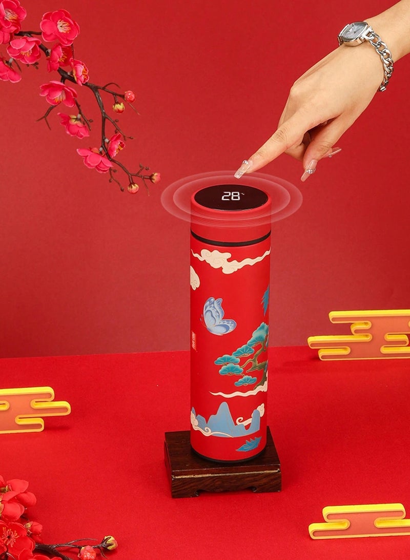 تويسو زجاجة مياه ذكية من الفولاذ المقاوم للصدأ من Twisoo، سعة 500 مل، معزولة بالفراغ بجدار مزدوج، ترمس بشاشة تعمل باللمس LED، كوب سفر مانع للتسرب للأطفال والكبار، طراز كلاسيكي (أحمر) - Image 5