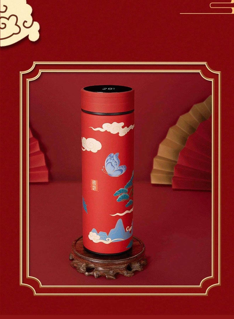 تويسو زجاجة مياه ذكية من الفولاذ المقاوم للصدأ من Twisoo، سعة 500 مل، معزولة بالفراغ بجدار مزدوج، ترمس بشاشة تعمل باللمس LED، كوب سفر مانع للتسرب للأطفال والكبار، طراز كلاسيكي (أحمر) - Image 2