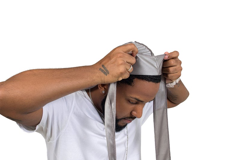ForceWave Silky Durag for Men Wave Cap Satin Dorag for Men Women 360 Wave Gray - Image 2