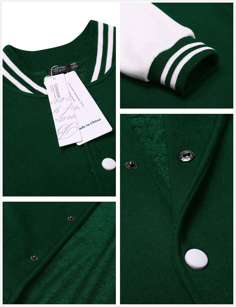 COOFANDY Men's Stylish Varsity Jacket Plain Baseball Jacket Casual Letterman Jacket - Image 5