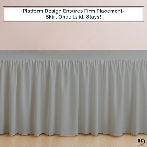 NON Sticky cotton Premium Microfiber Queen Ruffled Bed Skirt, 15” Drop with Split Corners, Soft Wrinkle Free Bedskirt with Platform, Solid Ligth Grey Dust Ruffle for 60" x 80" Mattress - Image 4