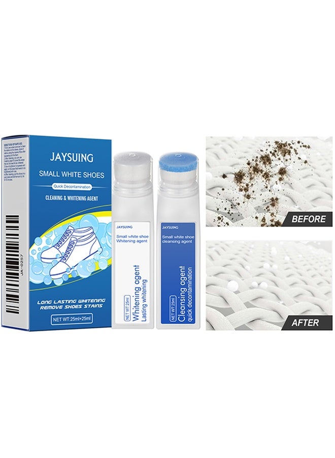 Jaysuing Small White Shoes Cleaning & Whitening Agent - Sneaker Cleaner Set, Waterless Foam Sneaker Cleaner Quick Clean Sneaker Cleaner, Suitable for White Shoe Cleaner, Suede, Boots, Canvas, PU, Fabric, etc.  - Image 1