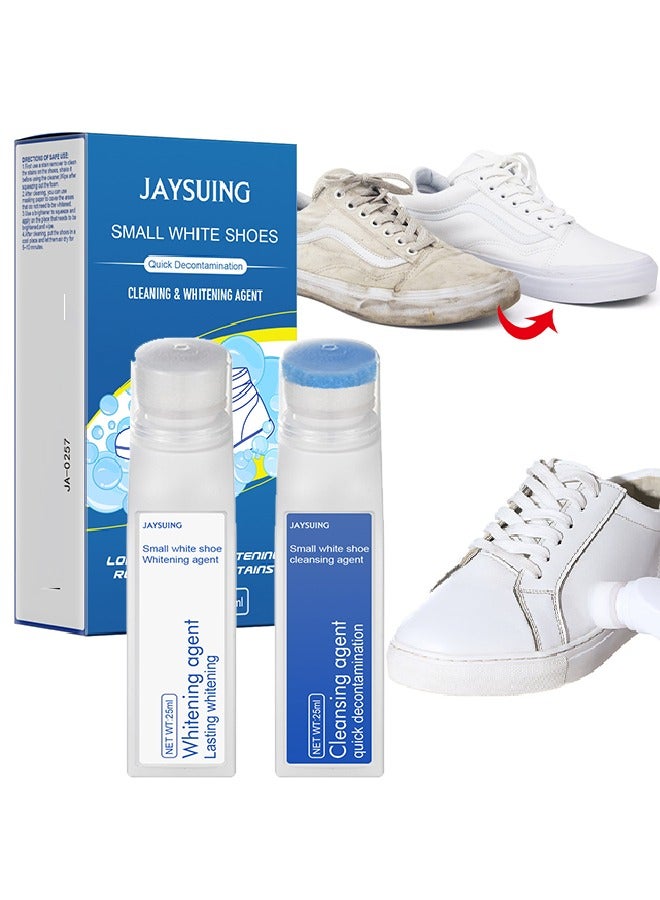 Jaysuing Small White Shoes Cleaning & Whitening Agent - Sneaker Cleaner Set, Waterless Foam Sneaker Cleaner Quick Clean Sneaker Cleaner, Suitable for White Shoe Cleaner, Suede, Boots, Canvas, PU, Fabric, etc. - Image 1