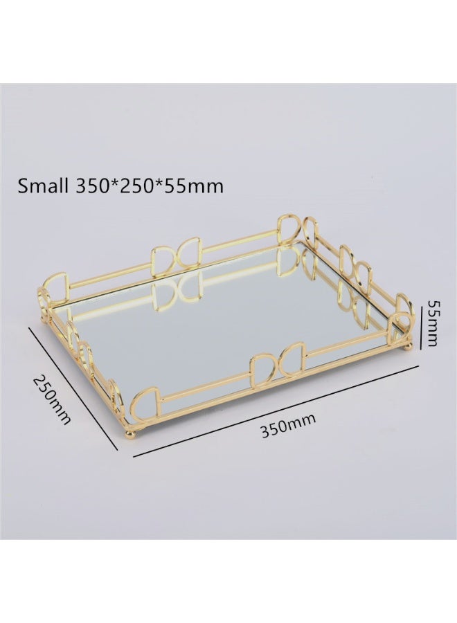 OLUDENIZ أناقة مغربية ذهبية – صينية مرآة معدنية زخرفية للمكياج أو الديكور أو التقديم - Image 5