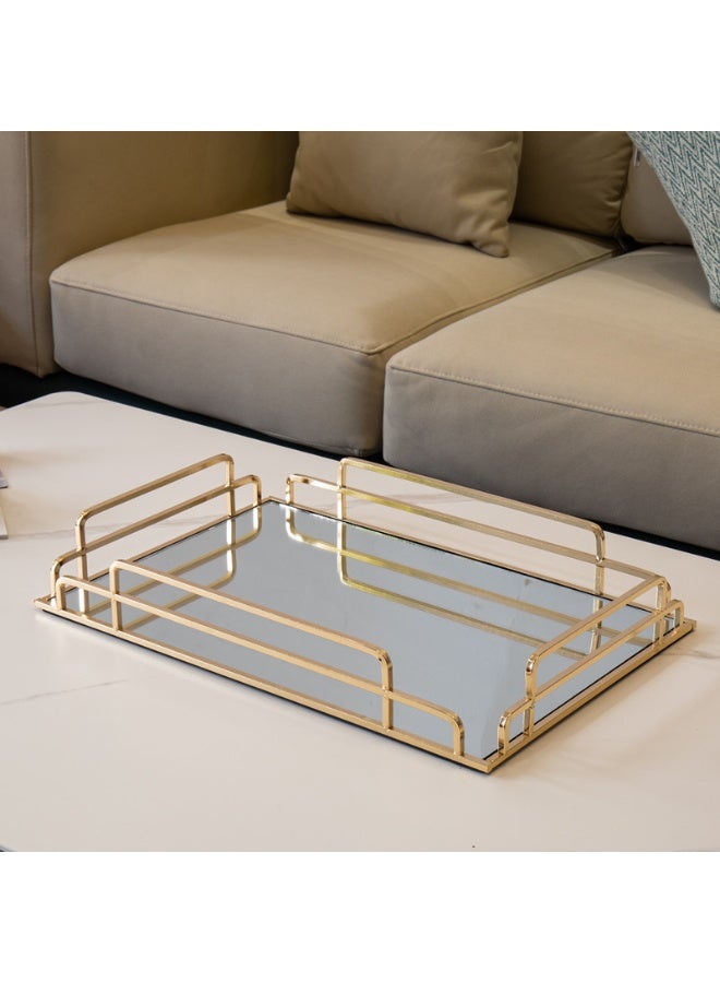 OLUDENIZ أناقة مغربية ذهبية – صينية مرآة معدنية زخرفية للمكياج أو الديكور أو التقديم - Image 3