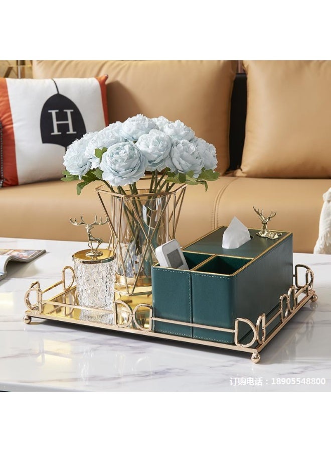 OLUDENIZ أناقة مغربية ذهبية – صينية مرآة معدنية زخرفية للمكياج أو الديكور أو التقديم - Image 1