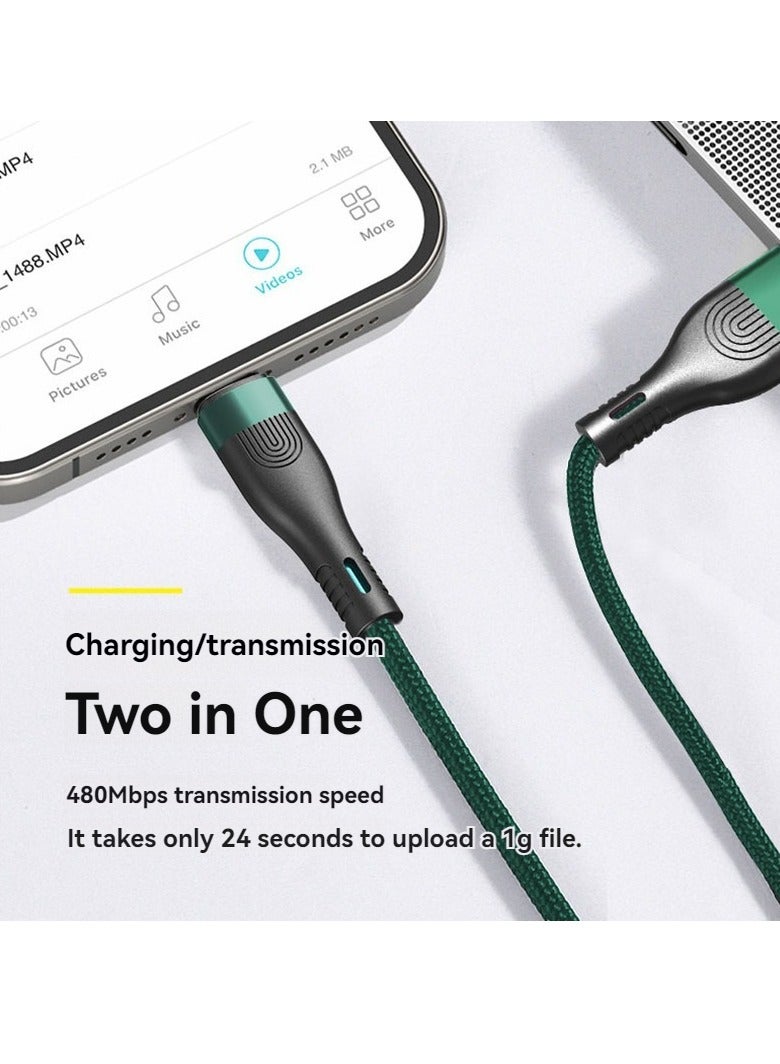 USB C Charger Cable,Braided 120W/6A Fast Charging Data Cable,USB A to Type C Charger Cord,Nylon USB A to USB C Cable Fast Charging for Samsung Galaxy/Huawei/Honor/ViVO/HTC/OnePlus (Green) - Image 2