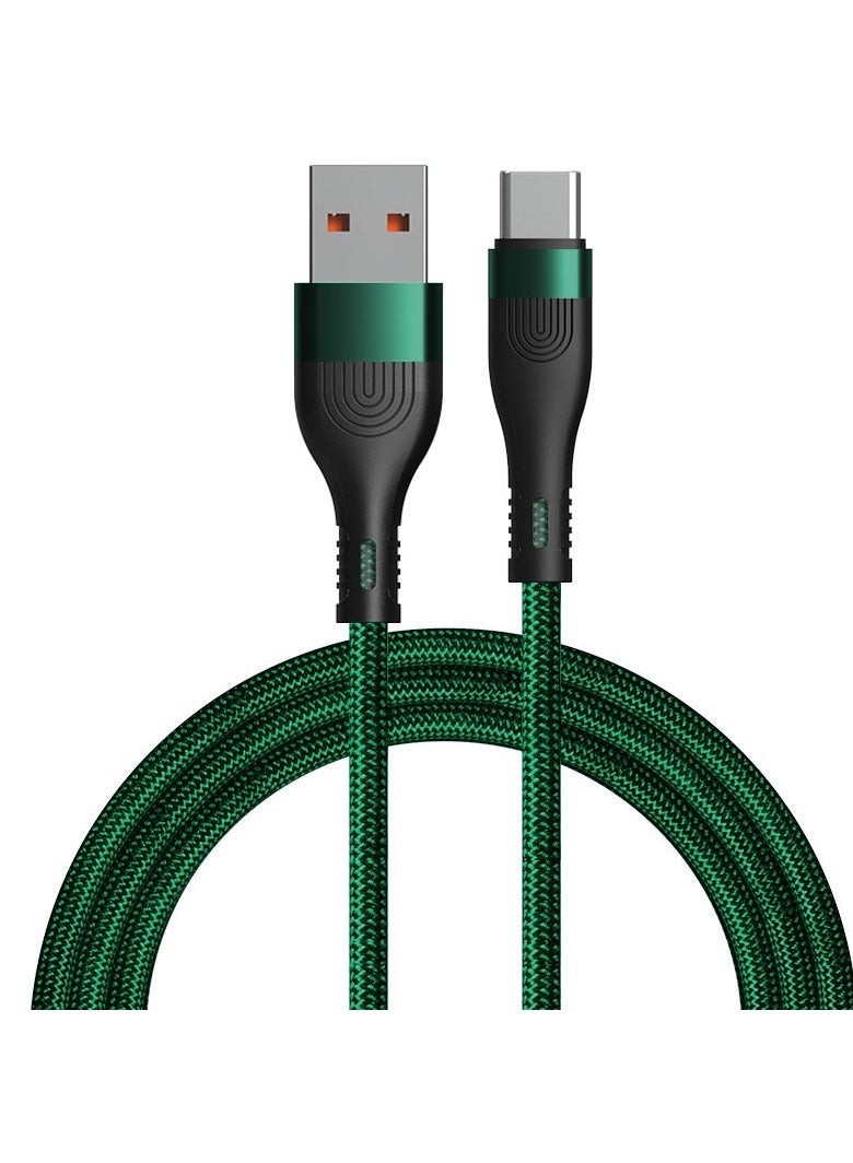USB C Charger Cable,Braided 120W/6A Fast Charging Data Cable,USB A to Type C Charger Cord,Nylon USB A to USB C Cable Fast Charging for Samsung Galaxy/Huawei/Honor/ViVO/HTC/OnePlus (Green) - Image 3