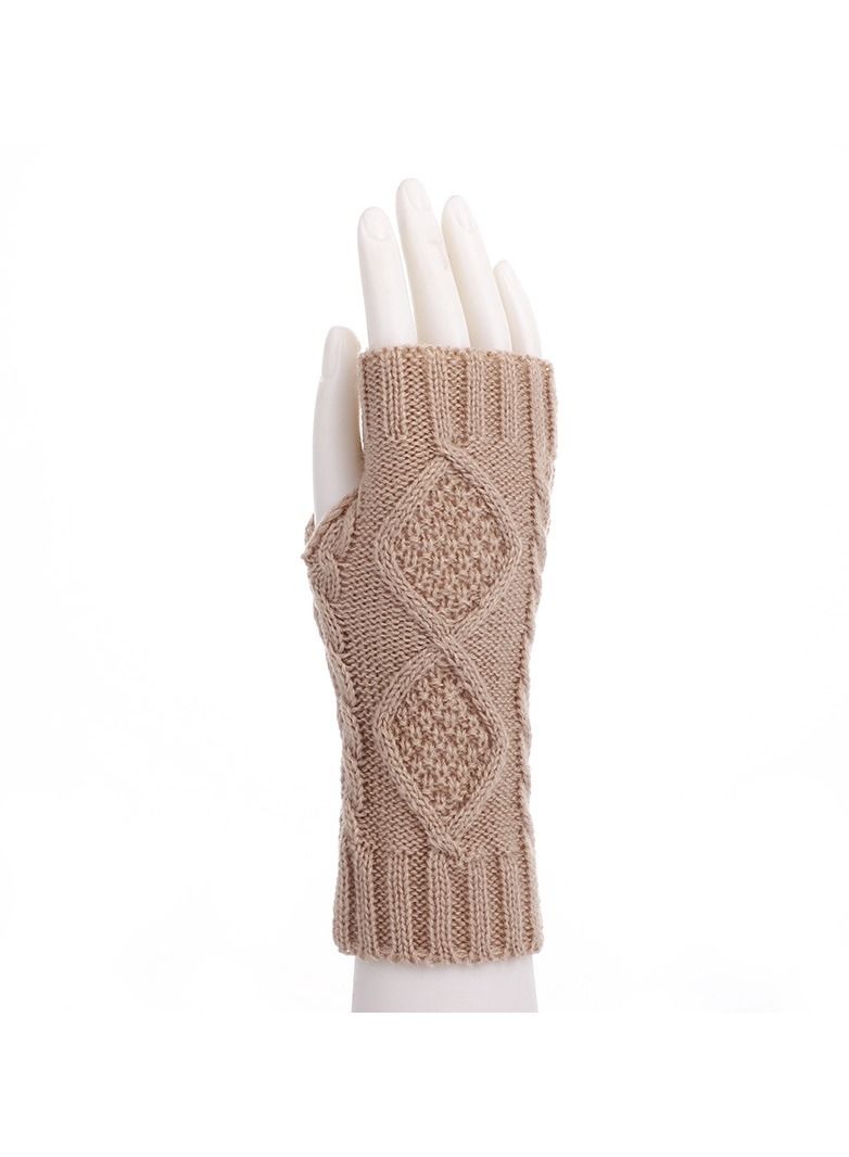 Loquat Fingerless Knitting Cotton Polyester Gloves Sleeves 