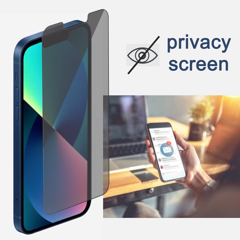 Ailun 2Pack Privacy Screen Protector for iPhone 13 Mini [5.4 inch] + 2 Pack Camera Lens Protector, Anti Spy Private Tempered Glass Film,[9H Hardness] - HD - Image 2