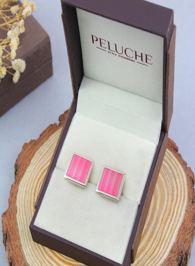 Peluche Casanova Pink Enamel Play Cufflinks for Men - Image 5