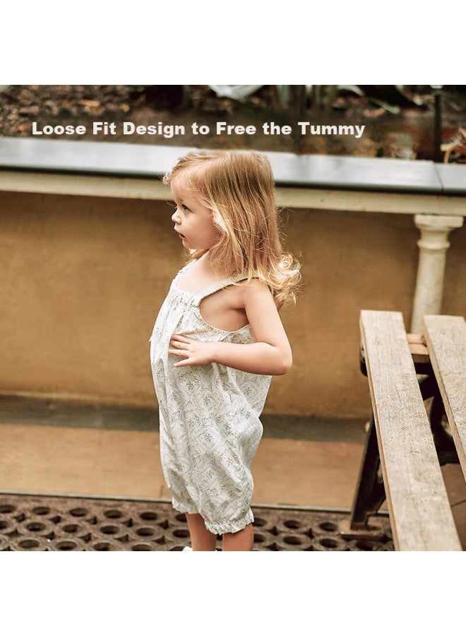 Ouyun Baby Summer Lightweight Sleeveless Romper Pajamas Green Floral 59cm - Image 3