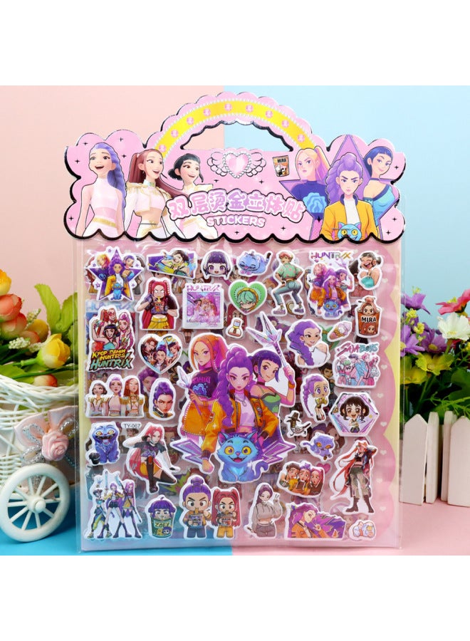 Children's Cartoon Stickers Double-Layered Three-Dimensional   My  Kpop Huntress Girl Group Shanhaijing Stickers