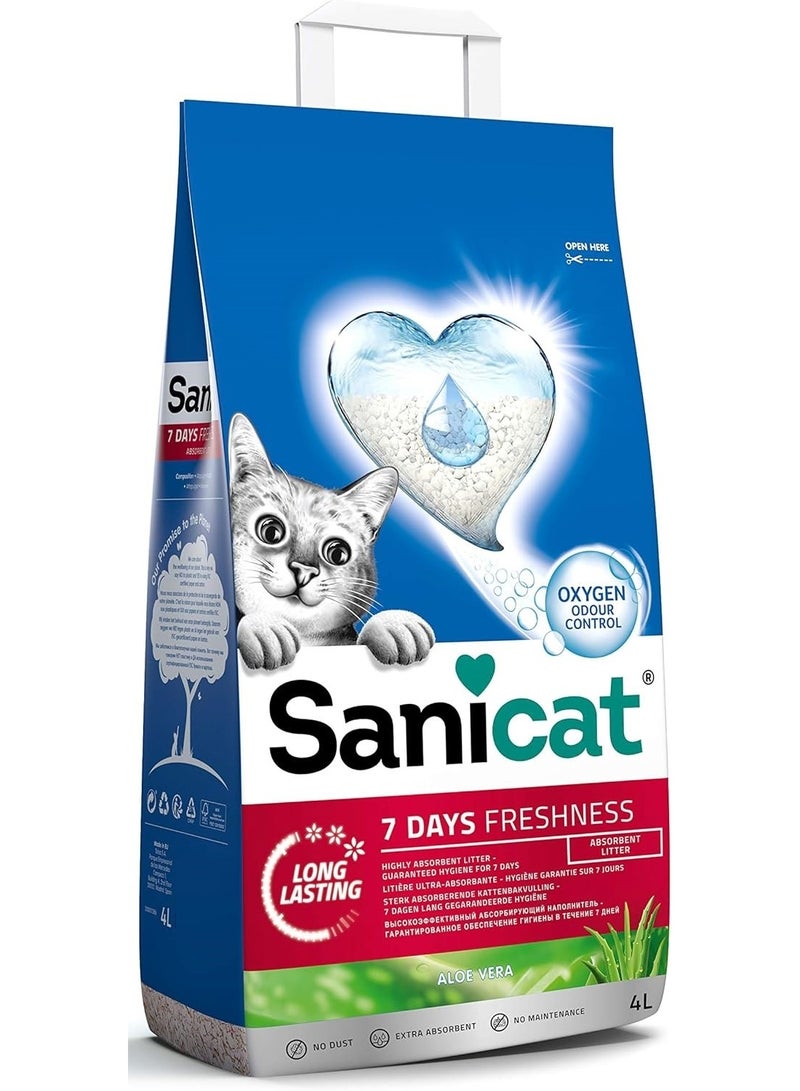 Sanicat Classic Cat Litter With Aloe Vera 7 Day Odour Control Fast Absorption Product For Your Pet’S Hygiene Keep Your Home Clean 4L Capacity - Image 1