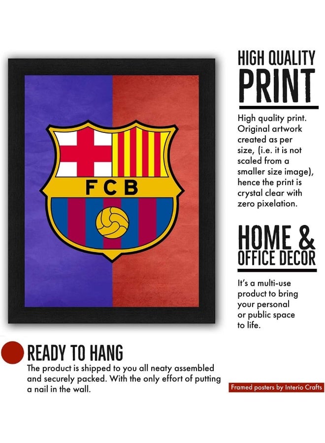 Interio Crafts Synthetic Wood FC Barcelona Football Club Framed Poster for Home and Office - Image 3