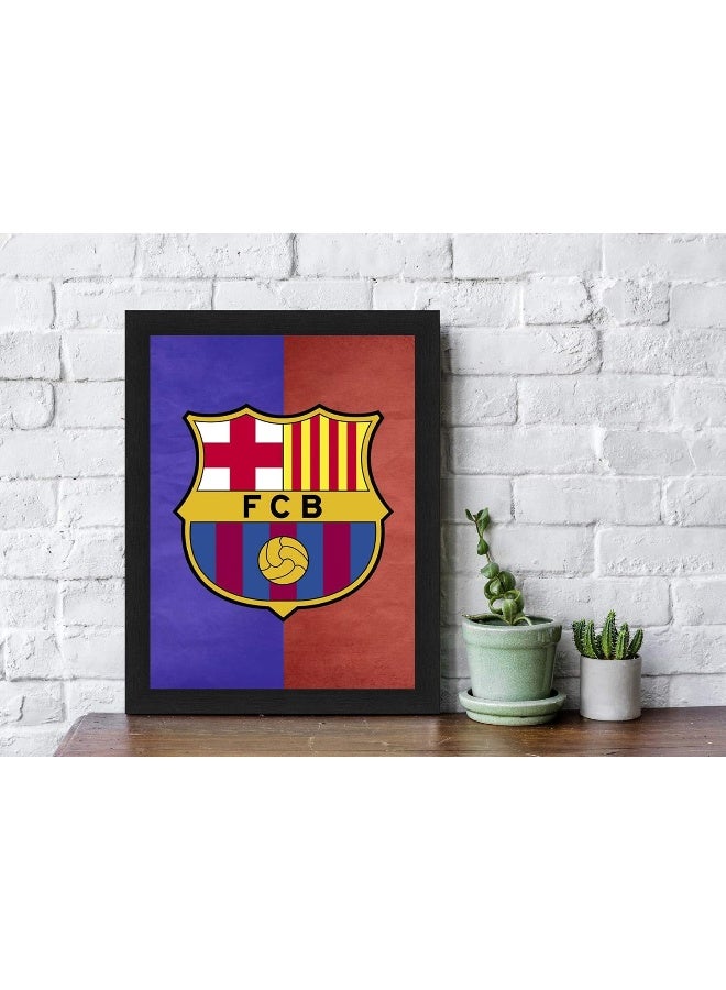 Interio Crafts Synthetic Wood FC Barcelona Football Club Framed Poster for Home and Office - Image 1
