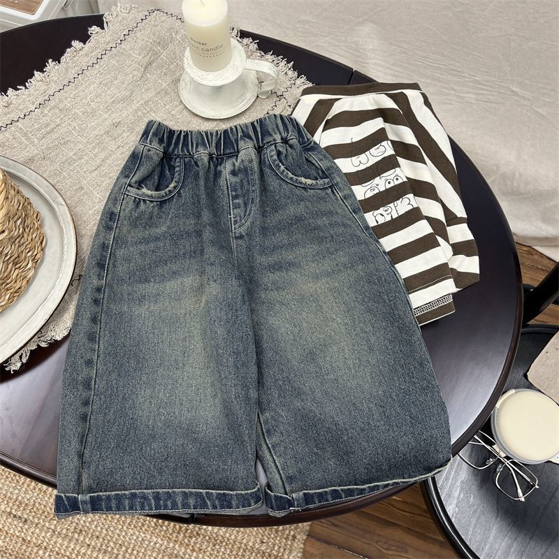 New Korean Version Children'S Casual Jeans Thin Men'S And Women'S Treasure Children'S Wide Leg Pants All-Match Trendy Pants - Image 2