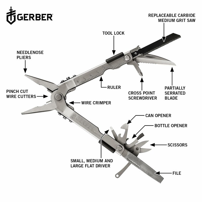 Gerber Gear MP600 Pro Scout Multi-Plier - Multitool with 15 Tools, Including Needlenose Pliers - Premium Multipurpose Tool - 07563N - Image 2