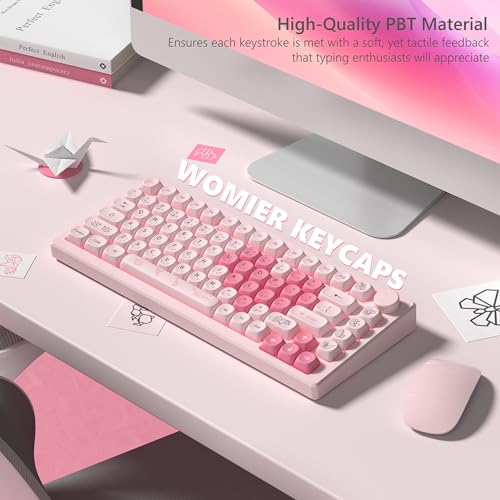 Womier Keyboard Keycaps - Pink Cute Keycap MOA Profile, PBT Dye-Sublimation Custom Key Caps Set 60% 65% 75% 100% Percent for Cherry MX, Kailh, Outemu, Gateron Mechanical Keyboards (Love Origami) - Image 2