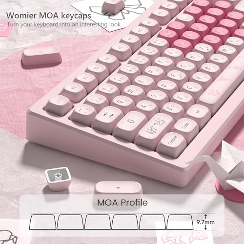 Womier Keyboard Keycaps - Pink Cute Keycap MOA Profile, PBT Dye-Sublimation Custom Key Caps Set 60% 65% 75% 100% Percent for Cherry MX, Kailh, Outemu, Gateron Mechanical Keyboards (Love Origami) - Image 4