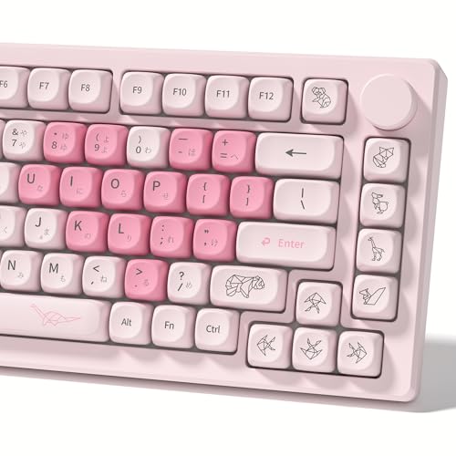 Womier Keyboard Keycaps - Pink Cute Keycap MOA Profile, PBT Dye-Sublimation Custom Key Caps Set 60% 65% 75% 100% Percent for Cherry MX, Kailh, Outemu, Gateron Mechanical Keyboards (Love Origami) - Image 1