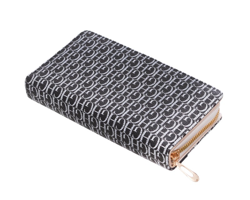 Generic Faux Leather Large Rectangle Bifold Wallet Letters Print Design Containing Zipper Pocket With Capsule Lock And Business Card Pockets Included Suitable For Women - Multi Color - Image 3