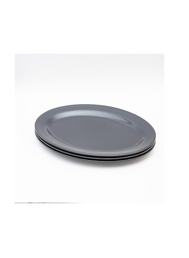 3 Piece Premium Melamine Oval Serving Plate Black | Easy to Store Durable Shatterproof Dishwasher Safe Multiple Sizes | Break-resistant Melamine Oval Serving Plate - Image 4
