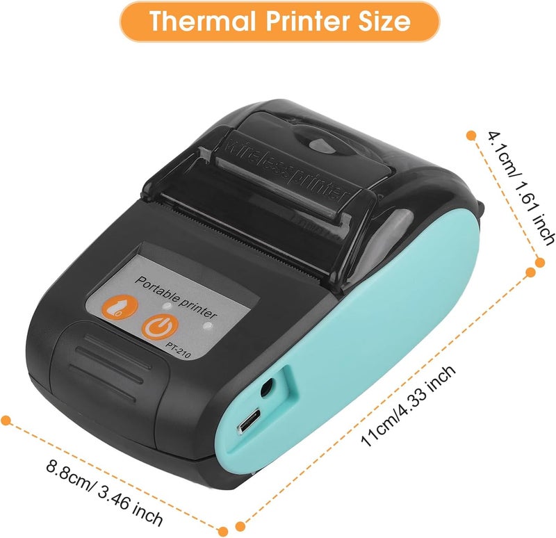 كلاراكو طابعة حرارية، طابعة إيصالات لاسلكية محمولة مزودة بتقنية البلوتوث وطابعة فواتير حرارية 58 مم 110-240 فولت (أزرق، USS) - Image 3