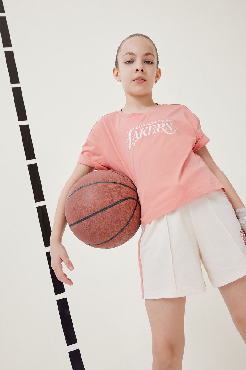 DeFacto Girl Loose Fit NBA Los Angeles Lakers Licensed Short Sleeve T Shirt  - Image 1