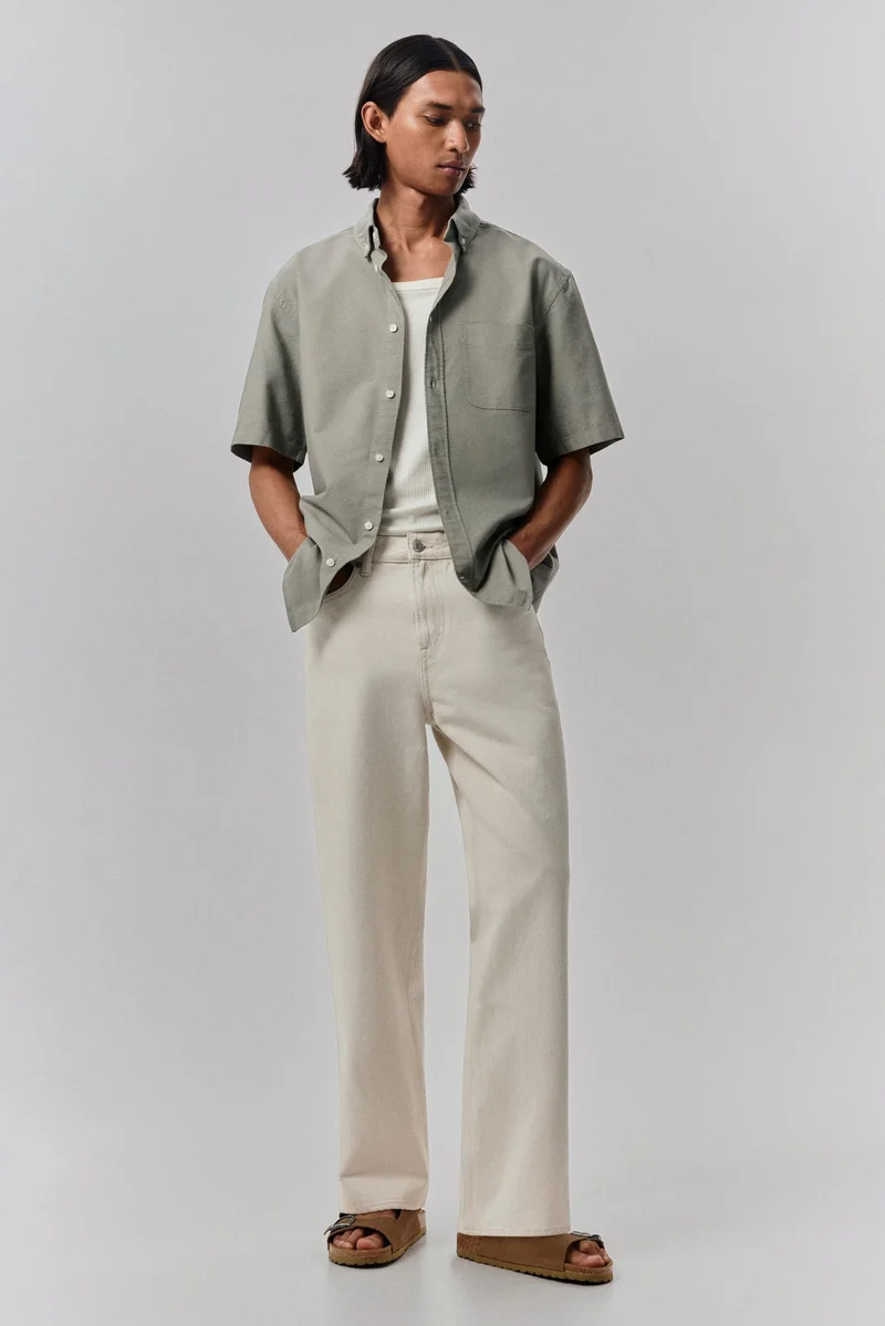 H&M Regular Fit Short-sleeved Oxford shirt