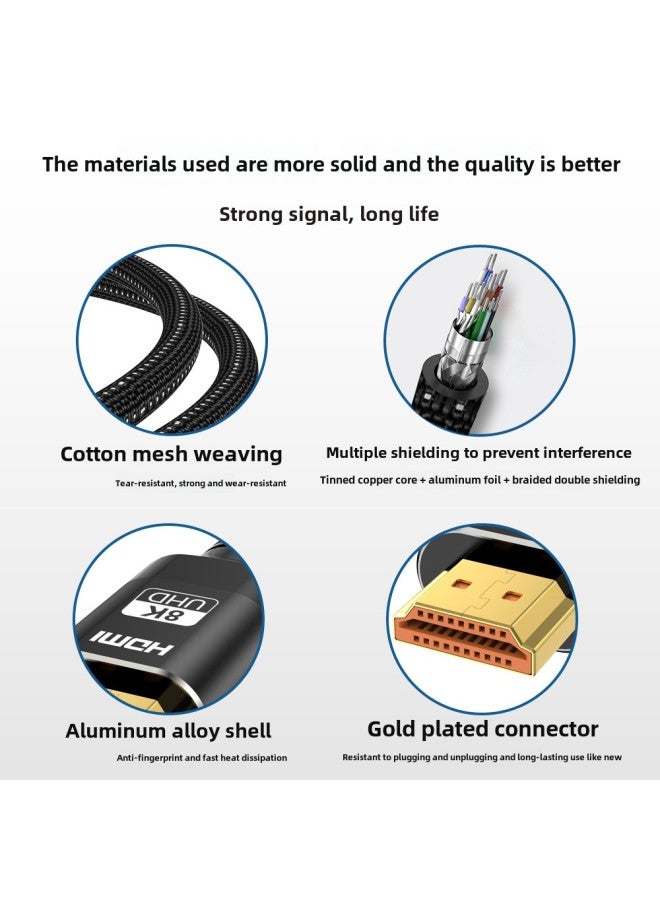 HDMI HD Cable TV Computer 8K Notebook Display Screen Projector Set-top Box Hdmi Cable-Color:8k Black Net Spot-Line Length:2 M  - Image 3