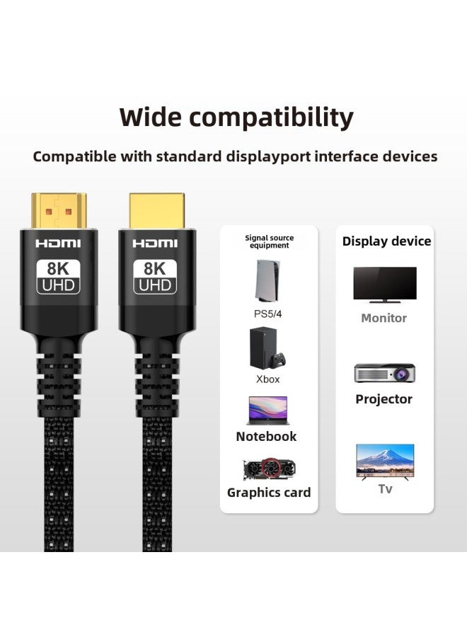HDMI HD Cable TV Computer 8K Notebook Display Screen Projector Set-top Box Hdmi Cable-Color:8k Black Net Spot-Line Length:2 M  - Image 4