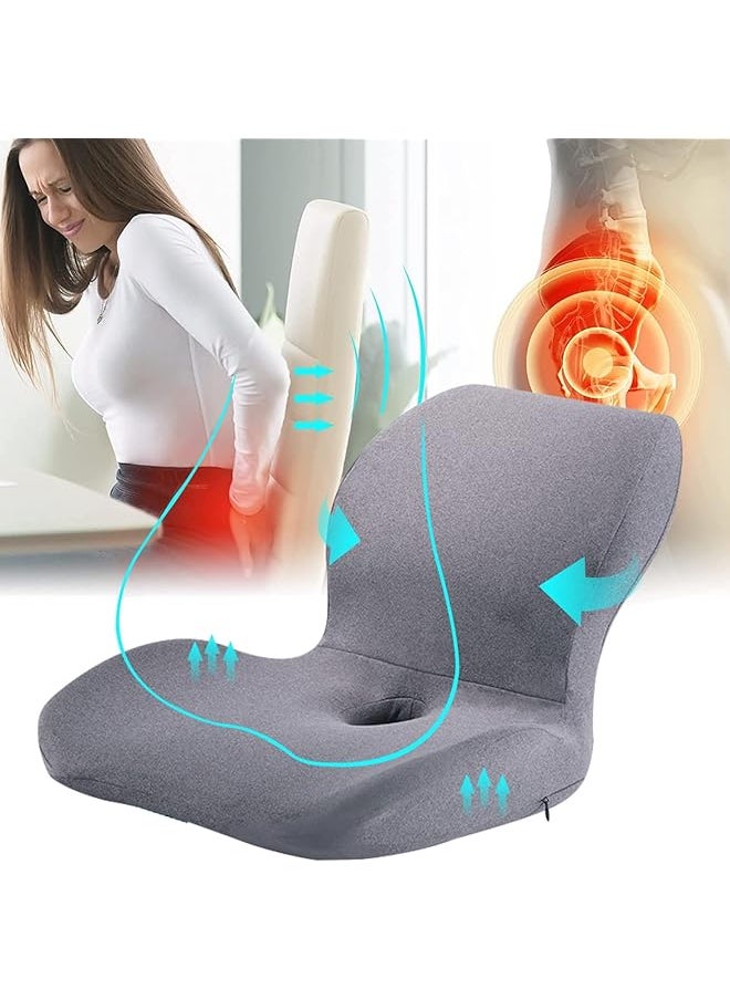 DMG TECH Seat Cushion And Lumbar Support Pillow Memory Foam Office Chair Cushions For Back Car Seat Cushions Back Support Pillows With Washable Cover Reduce Pressure On Tailbone Relieve Pain  - Image 1