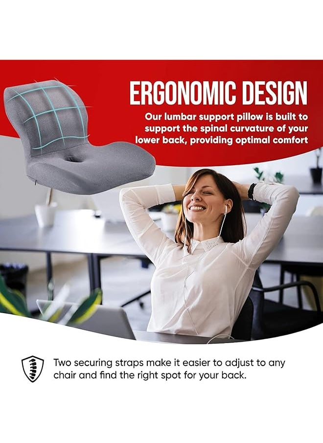 DMG TECH Seat Cushion And Lumbar Support Pillow Memory Foam Office Chair Cushions For Back Car Seat Cushions Back Support Pillows With Washable Cover Reduce Pressure On Tailbone Relieve Pain  - Image 3