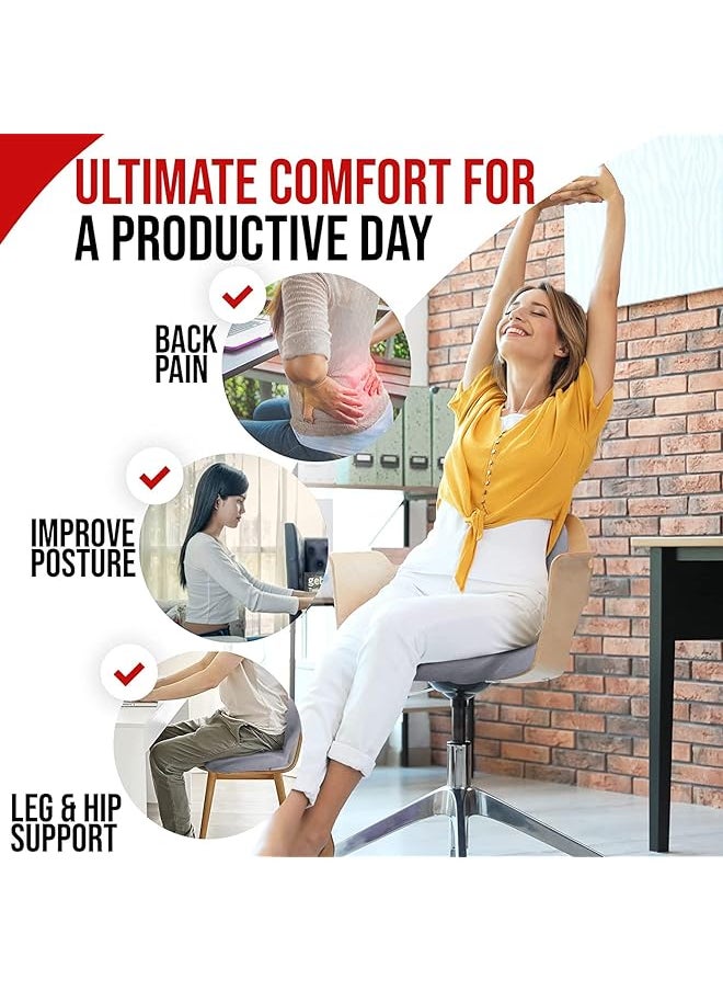 DMG TECH Seat Cushion And Lumbar Support Pillow Memory Foam Office Chair Cushions For Back Car Seat Cushions Back Support Pillows With Washable Cover Reduce Pressure On Tailbone Relieve Pain  - Image 2