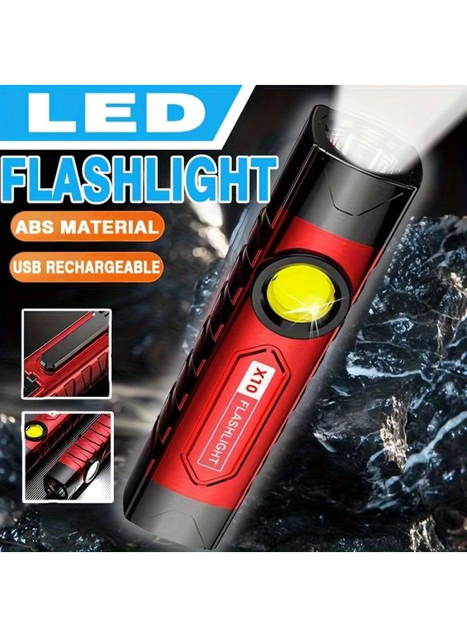 1pc USB Rechargeable COB Handheld Flashlight Compact Mini LED Torch 3 Modes - Image 5