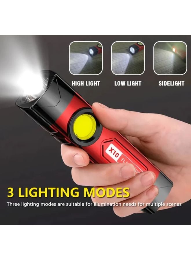1pc USB Rechargeable COB Handheld Flashlight Compact Mini LED Torch 3 Modes - Image 4
