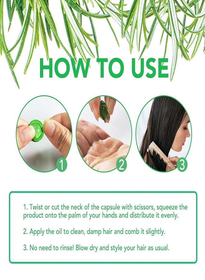 ALIVER Rosemary Hair Repair Oil, Restores Dry & Damaged Hair, Make Hair Silky, Smooth, and Shiny, Enhances Softness & Elasticity, Scalp Hydration, 40 Leave-In Serum Capsules - Image 2