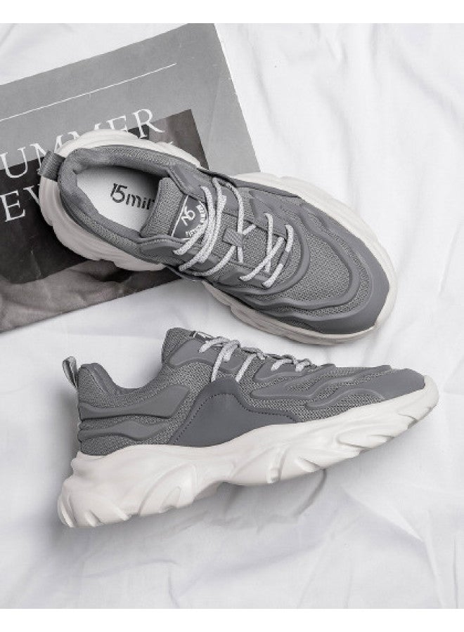 15MINS Men's Outdoor Casual Sports Shoes - Comfortable, Cushioned, Lightweight Running Shoes With Thick Platform For Height Increase, Dad Sneakers With Fleece Lining Winter Cotton Shoes For Men - Image 1
