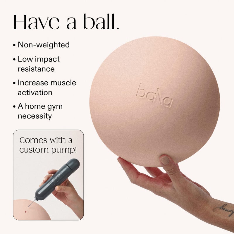 Bala Pilates Ball, Non-Weighted Exercise Ball - Small 8" Yoga Ball for Barre, Stretching, Strength & Core Training - Workout Accessory with Mini Pump for Home Gym & Fitness Routines - 100% PVC - Image 3
