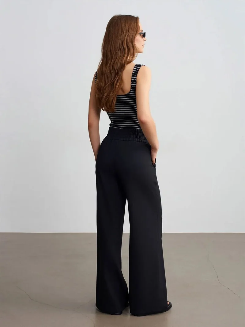 ديلفين Dilvin Women's Wide-leg Crepe Trousers