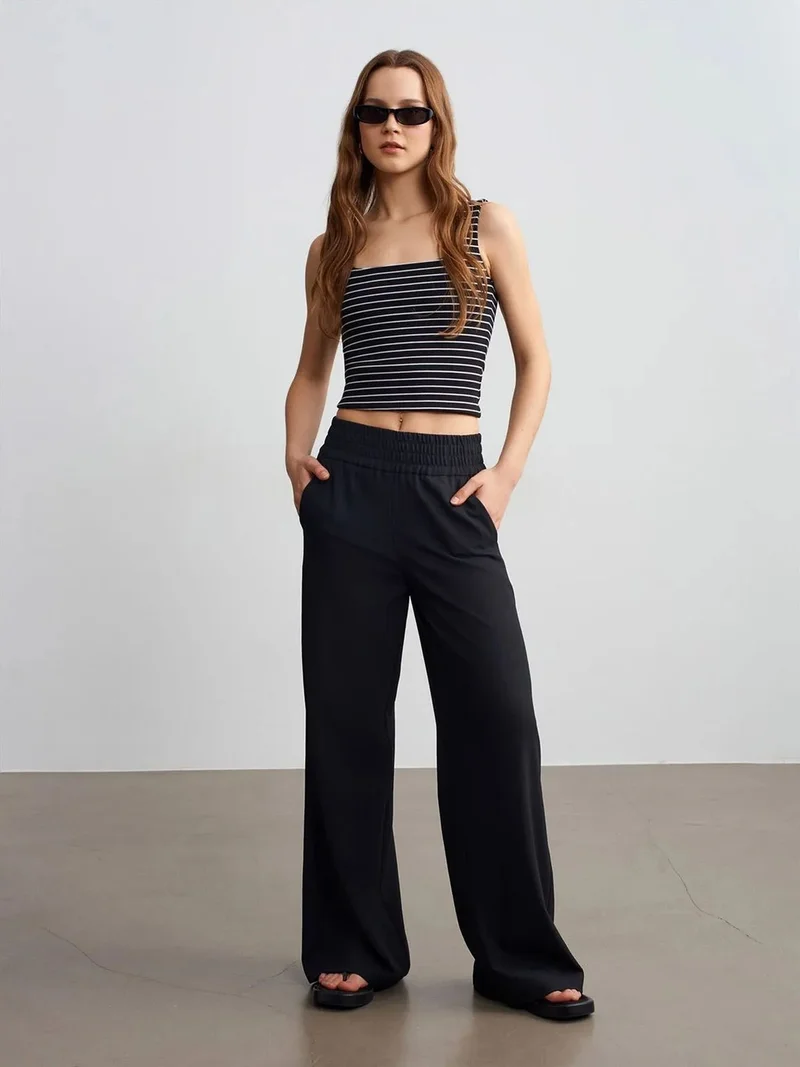 ديلفين Dilvin Women's Wide-leg Crepe Trousers