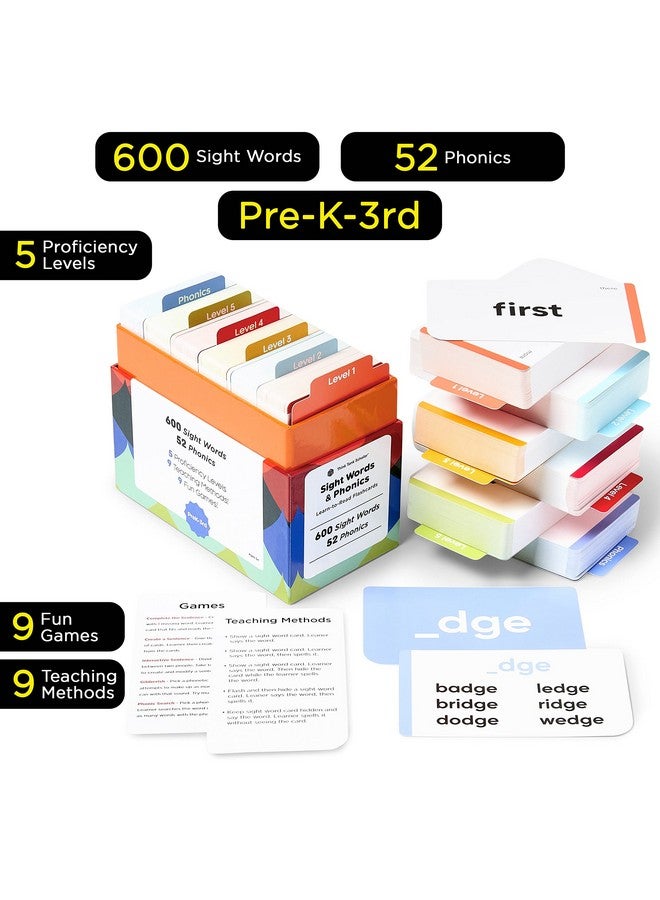 Think Tank Scholar Think Tank Scholar 652 Sight Words/Phonics Flash Cards, Learn to Read: CVC Blends, Short/Long Vowel Sounds, Dolch & Fry High Frequency Site Words + Games: Preschool PreK Kindergarten 1st 2nd 3rd Grade  - Image 3