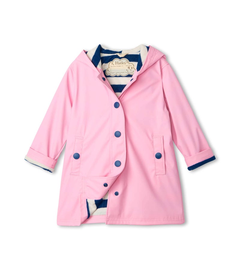 Hatley Kids Button-Up Rain Jacket, Classic Pink, 3T - Image 1