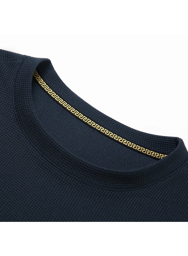 Tucano Men's Business Casual Solid Color Round Neck Classic Long Sleeve T-shirt Top Men's Wear Bean Green M - Image 3