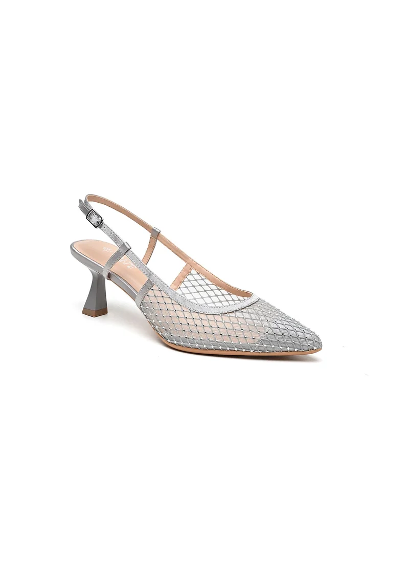 Cuple slingback pointed heel shoe netted design