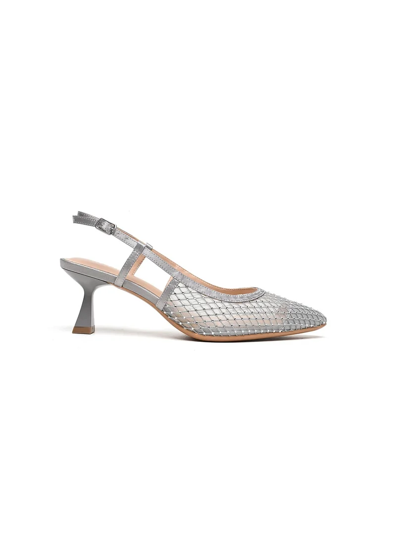Cuple slingback pointed heel shoe netted design