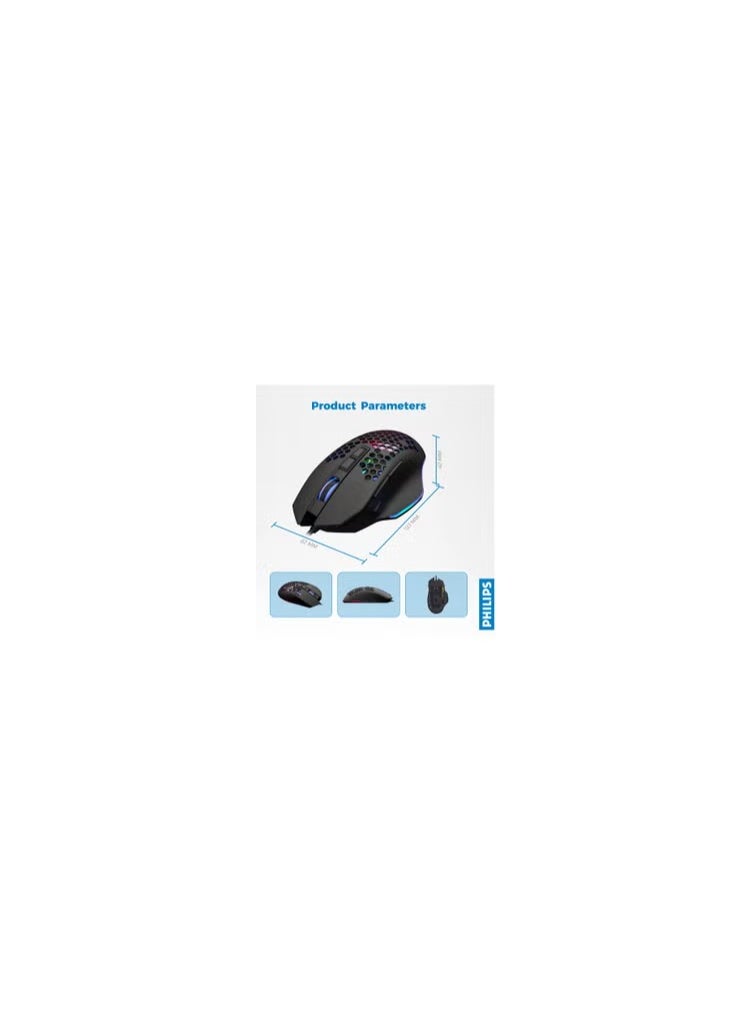 Philips Wired USB Gaming Mouse, Rgb Lighting With Six Adjustable DPI For Desktop/Laptop, Black  - Image 3