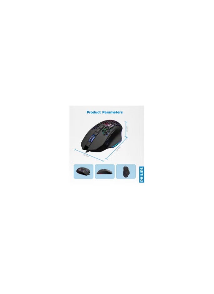 Philips Wired USB Gaming Mouse, Rgb Lighting With Six Adjustable DPI For Desktop/Laptop, Black  - Image 5
